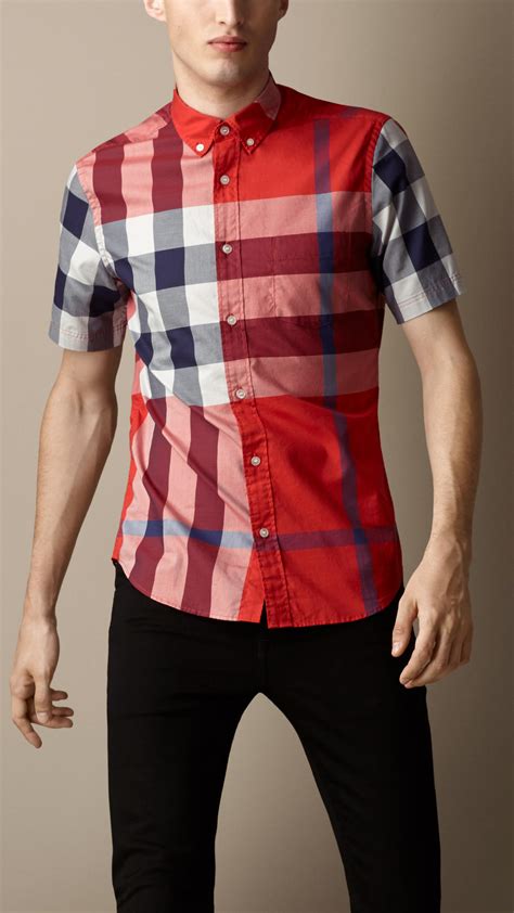 burberry red plaid shirt|burberry tee shirts men.